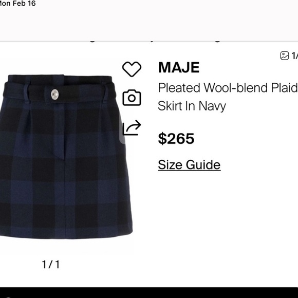 NWT Maje Blue Checkered Mini Skirt NWOT Size 36 - Picture 3 of 10